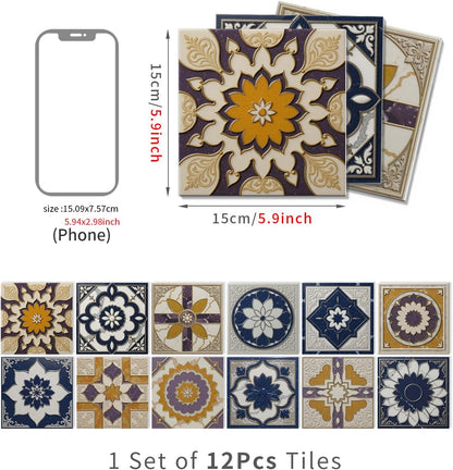 Peel and Stick Backsplash Tile Sticker for Kitchen and Bathroom Walls - 24 Removable 5.9"x5.9" Tiles, Waterproof