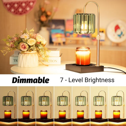 Yuichoy Candle Warmer Lamp with Timer, Dimmable Electric Candle Wamer Adjustable Height, Glass Modern Candles Melter Lamp, Gifts for Women Mom, Clear