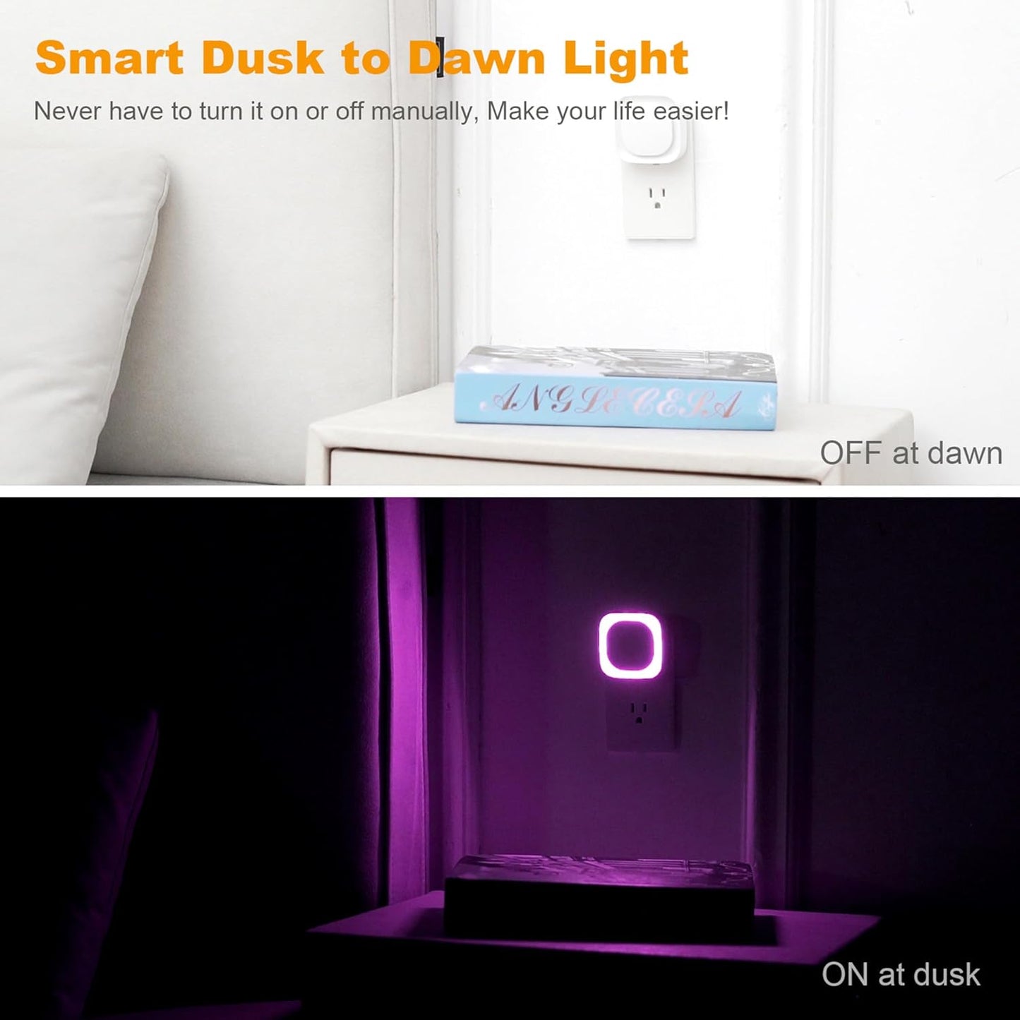 YUNLEX 2 Pack Red Night Light with Dusk to Dawn Sensor, Eye-Care Reflected Glow, 0% Blue Light True Red LED, 3-Level Brightness, Auto On/Off, Plug-in Nightlight for Sleep, Kids, Bedroom, Bathroom