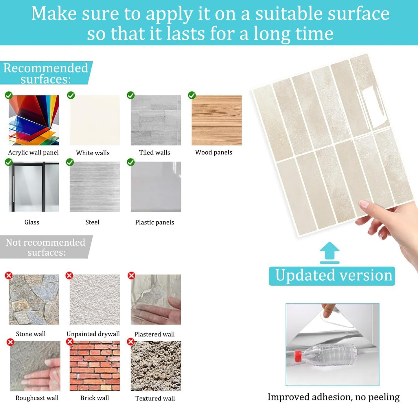 JOLOV 10 Pack Peel and Stick Backsplash Tiles, Waterproof 3D Stickers | Thicker self-adhesive 3D tile stickers for kitchen and bathroom walls; removable, waterproof and easy to install.