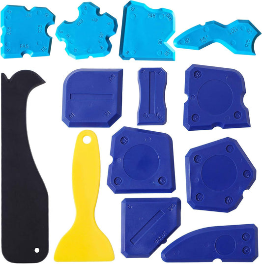 13 Pieces Caulk Tool Kit Sealant Silicone Finishing Tools Caulking Tools for Kitchen Bathroom Floor Sink Joint Sealant Sealing,Reuse and Replace (Blue) US221