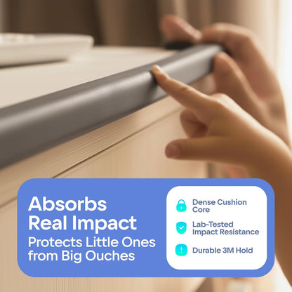 Premium 12ft Edge Protector for Baby, Odorless Foam Cushion with Strong Adhesive Tape, Non-Toxic to Baby Proof Corners and Edges, Wall Corner Protector & Desk Edge Cushion White
