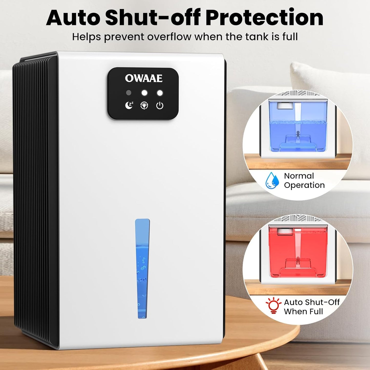 Dehumidifier, 1000 sq.ft Quiet Dehumidifiers for Home Bedroom Basement Bathroom with 95oz Water Tank, Sleep Mode, Auto Shut-Off 7 Colors LED Light, Black