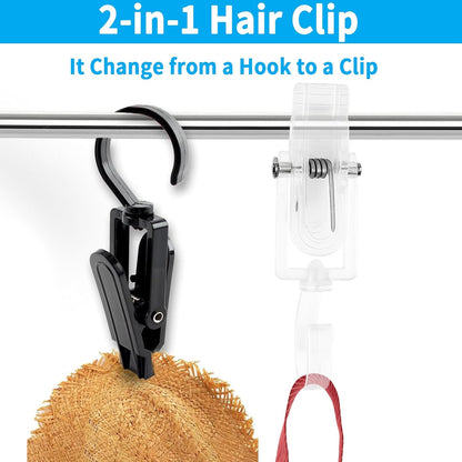 VinBee 20 PCS Laundry Hooks with Clips Super Strong Plastic Home Travel Swivel Hanging Hanger Closet Organizer Clamps Socks Boot Bras Towels for Bathroom Wardrobe Kitchen Office - 4.3 Inches (Black)