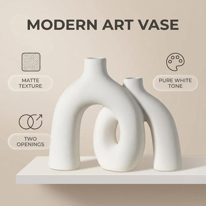 CEMABT Modern Nordic Boho Vase Set - Elegant Beige Matte Ceramic Vase for Living Room, Bookshelf, Mantel, Entryway Table & Console Decor | Home Decor Shelf Decorations Easter Gift