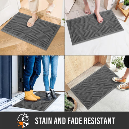 HIYARD Sturdy Front Door Mat, Absorbent Muddy Dirt Resist Welcome Door Mats Outdoor Indoor, Stain and Fade Resistant, Non-Slip Rubber Backing Low Profile Doormat for Entryway, 30×17, Beige