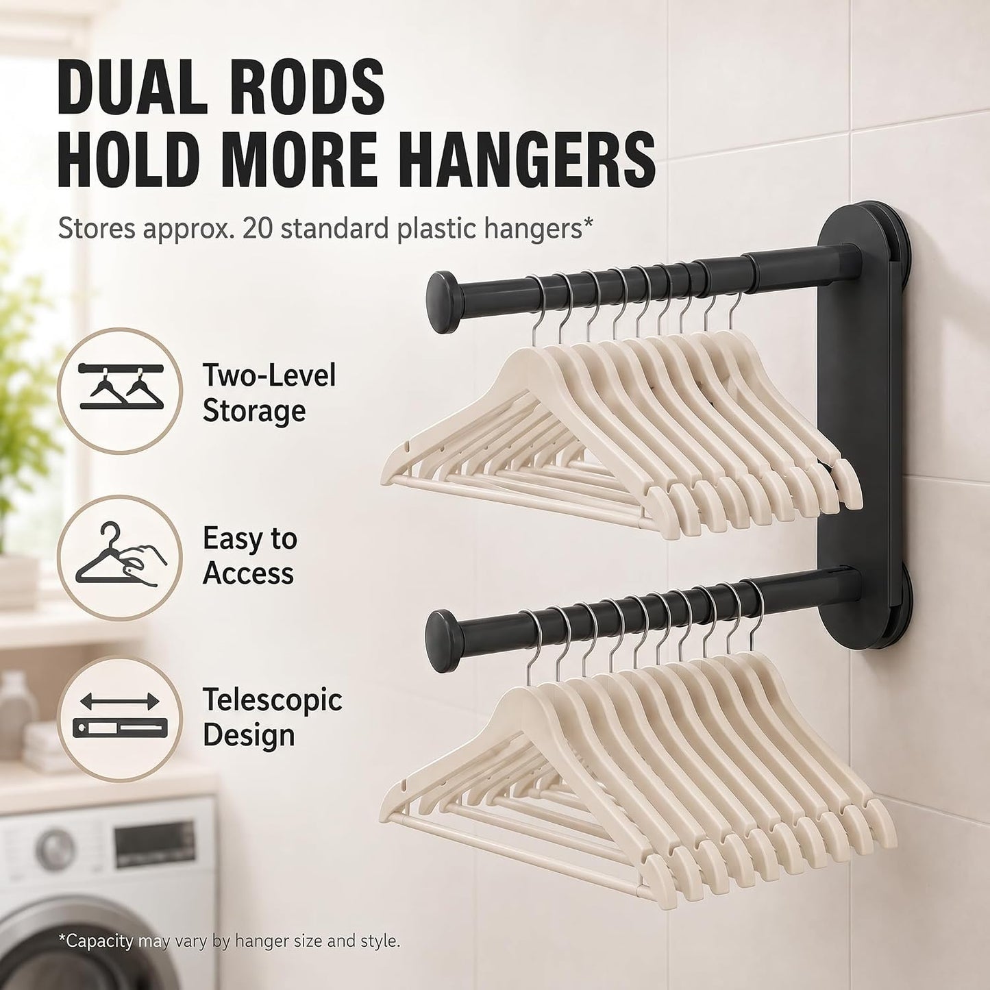 Foldable Clothes Rack No Drill - Heavy Duty Suction Cup Wall Mounted Drying Rack for Laundry, Space Saving Adhesive Hanger for Apartment, Bathroom (Holds 5.5lbs) (Milky White)