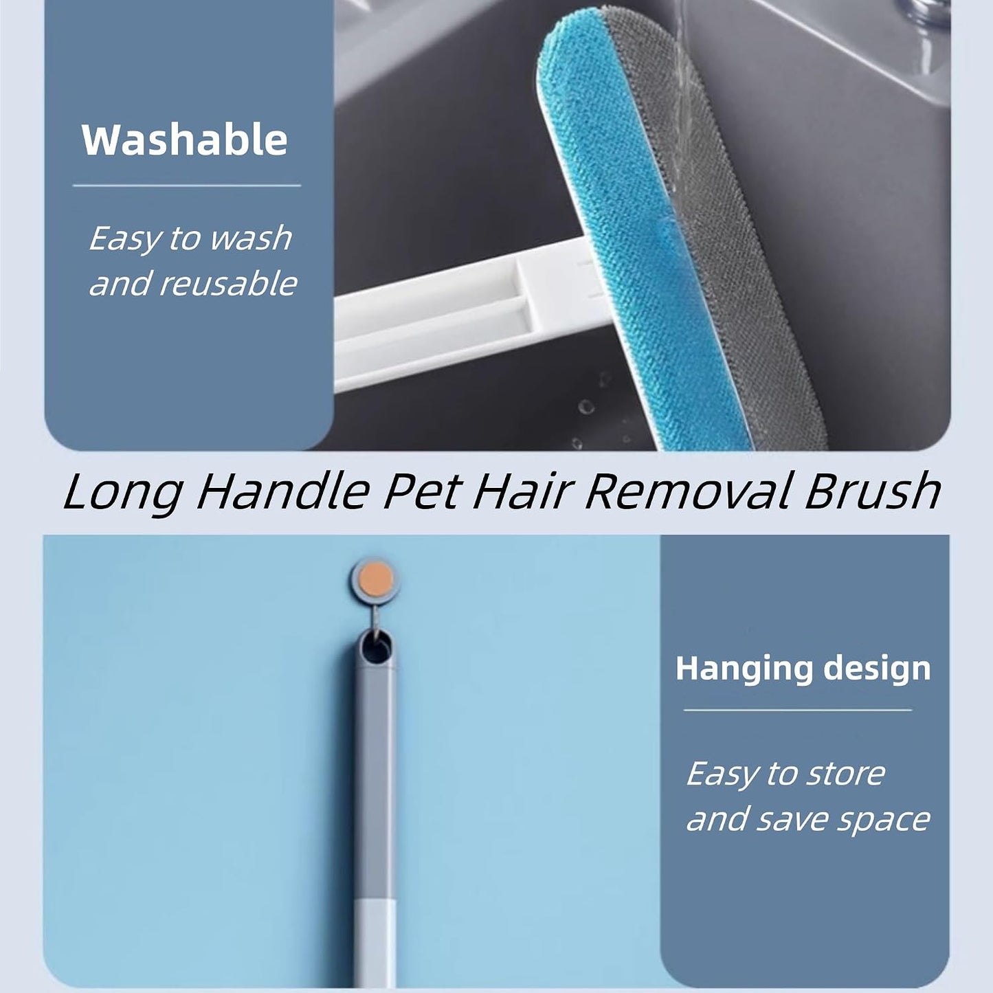 Window Screen Cleaning Brush, Mesh Screen Cleaner with Squeegee, 2PCS Detachable Window Screen Cleaning Brush Washing Tool for Patio, Door, Porch, Screens, Pet Hair