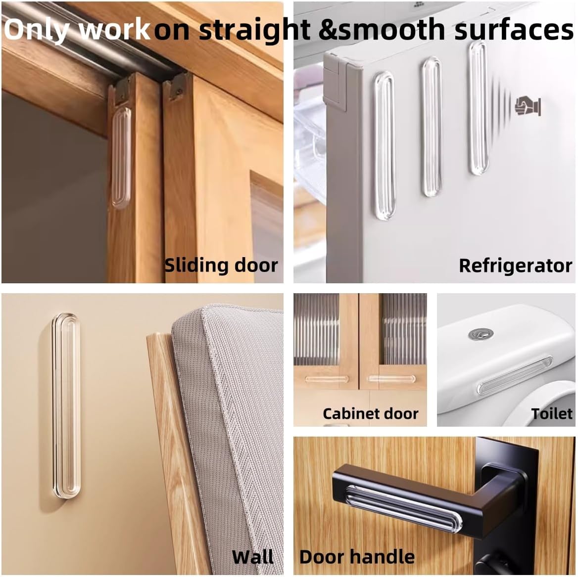 4PCS Long Furniture Bumpers - Wall Protector Guards, Fridge Door Stopper, 5.5x0.7x0.2inches