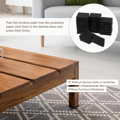 uxcell Furniture Pads, 24Pcs 1.5" - Square Self Adhesive Felt Furniture Pads, Floor Protectors for Furniture Feet Chairs Legs Hardwood Floors (Black)