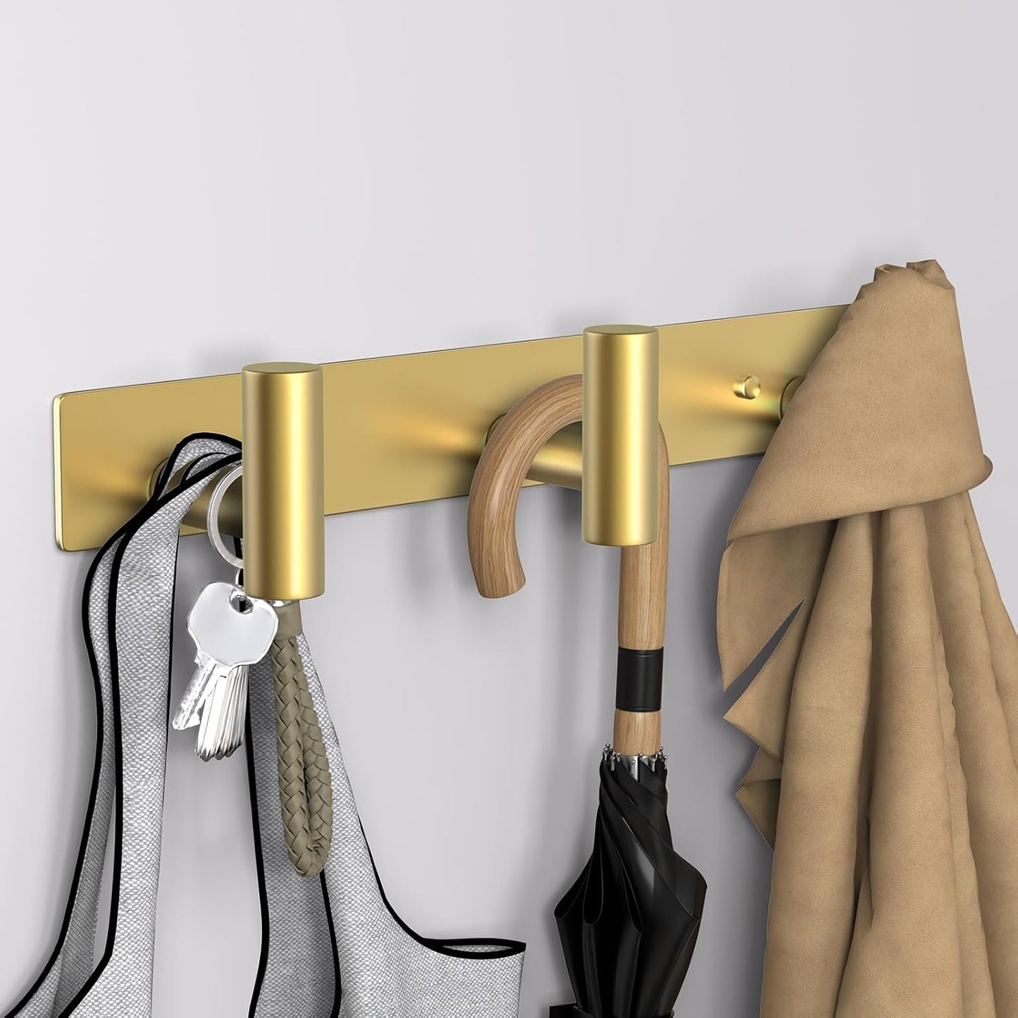 VAEHOLD Black Hat and Coat Wall Mount Rack - 3 Hooks for Robes, Bags, Keys, and Towels - Bathroom Towel Hanger Organizer (1 Pack)