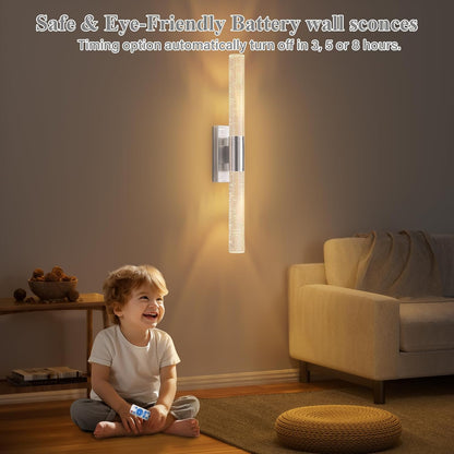 camuucci Battery Operated Wall Sconces Set of 2 Rechargeable Battery Powered Wall Light with 12000mAh Not Hardwired Dimmable Wall Lamp Fixtures for Bedroom Living Room Gold 15.3 Inches