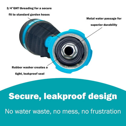 Gilmour Heavy Duty Garden Hose Nozzle, Swivel Connect, 5 Spray Patterns, Ergonomic Grip, Flow Control, Trigger Lock, Button Control