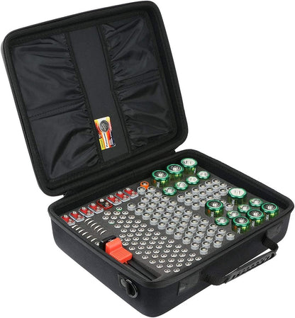 khanka Hard Battery Organizer Storage Box, Carrying Case Bag Holder - Holds 116 Batteries AA AAA C D 3V 9V with Battery Tester (BATTRIES are NOT Included.)