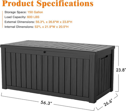 Outdoor Storage Box, 50 Gallon Waterproof Deck Storage Box, Lockable Patio Storage Bins for Package Delivery, Porch, Garden Tool, Cushions, Anti-Theft Weatherproof & UV-Resistant Parcel Drop Box