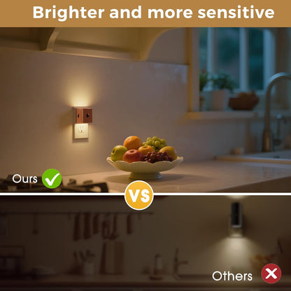 L LOHAS LED Motion Sensor Night Light, [2-Pack] Plug in Night Light with Motion Sensor and Dusk to Dawn Sensor, Brightness Adjustable, 3000K Soft White Nightlight for Bathroom Hallway Kitchen