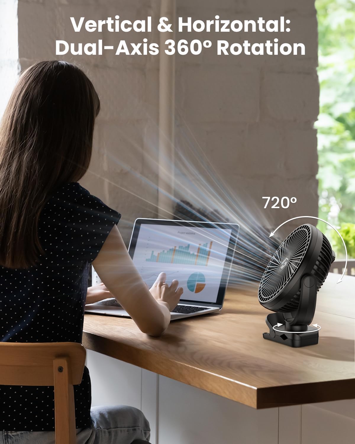 Clip on Fan for Golf Cart, 150H Working Time Portable Rechargeable Fans with LED Timers - 8-Inch Battery Powered Fan for Travel Indoor Desk Tent, Golf Accessories Gifts for Men Dad Him