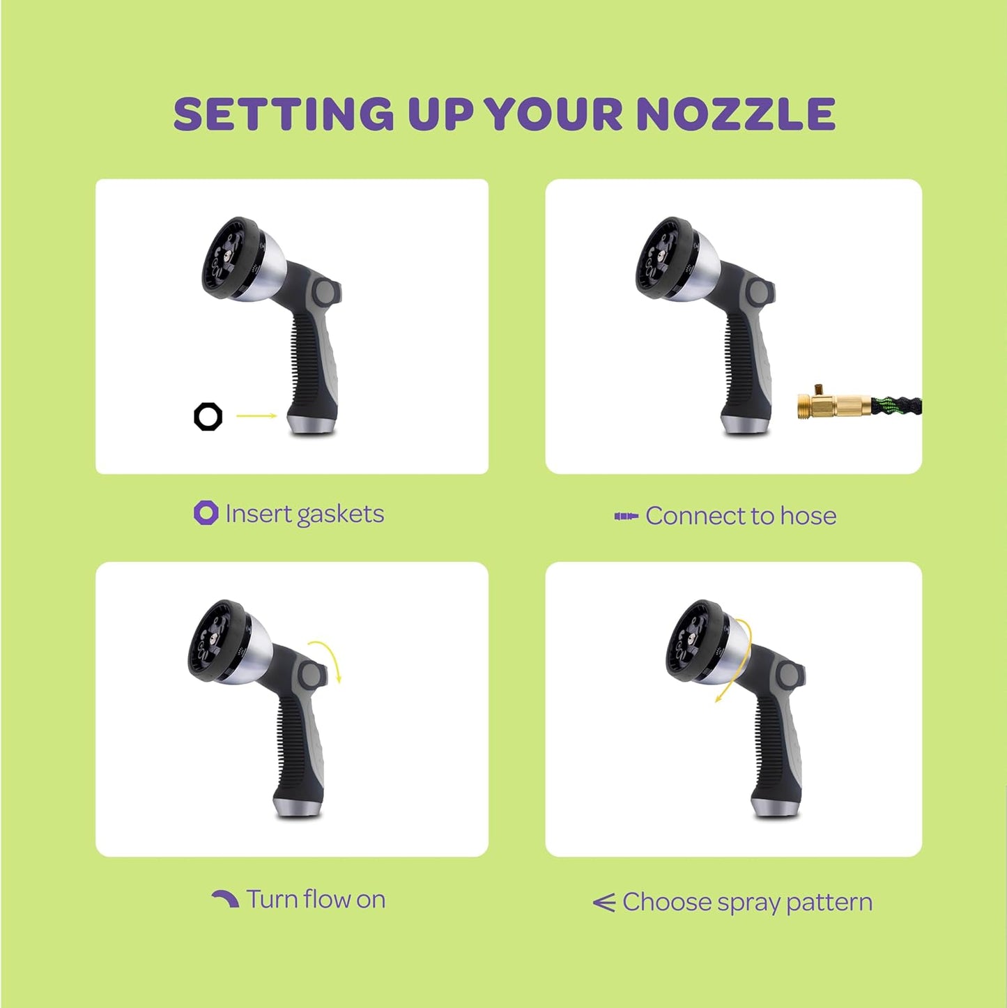 Hose Nozzle [Blue] Heavy Duty Hose Sprayer With 10 Adjustable Watering Patterns. Thumb Control Design, Comfortable Ergonomic Grip, Garden Hose Nozzle for Watering Plants & Lawns/Fun showers/Cleaning