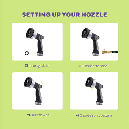 Hose Nozzle [Blue] Heavy Duty Hose Sprayer With 10 Adjustable Watering Patterns. Thumb Control Design, Comfortable Ergonomic Grip, Garden Hose Nozzle for Watering Plants & Lawns/Fun showers/Cleaning