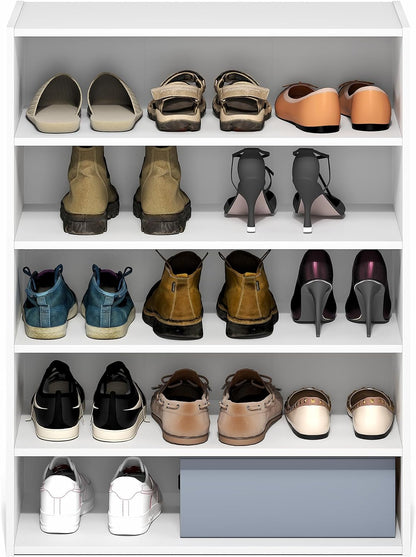 Furinno FANO Shoe Rack, 24-Inch Width 2-Tier Shoe Organizer, Stackable Shoes Storage, 11.7 x 24.2 x 11.7, for Closet Entryway, Office, Garage, Amber Pine