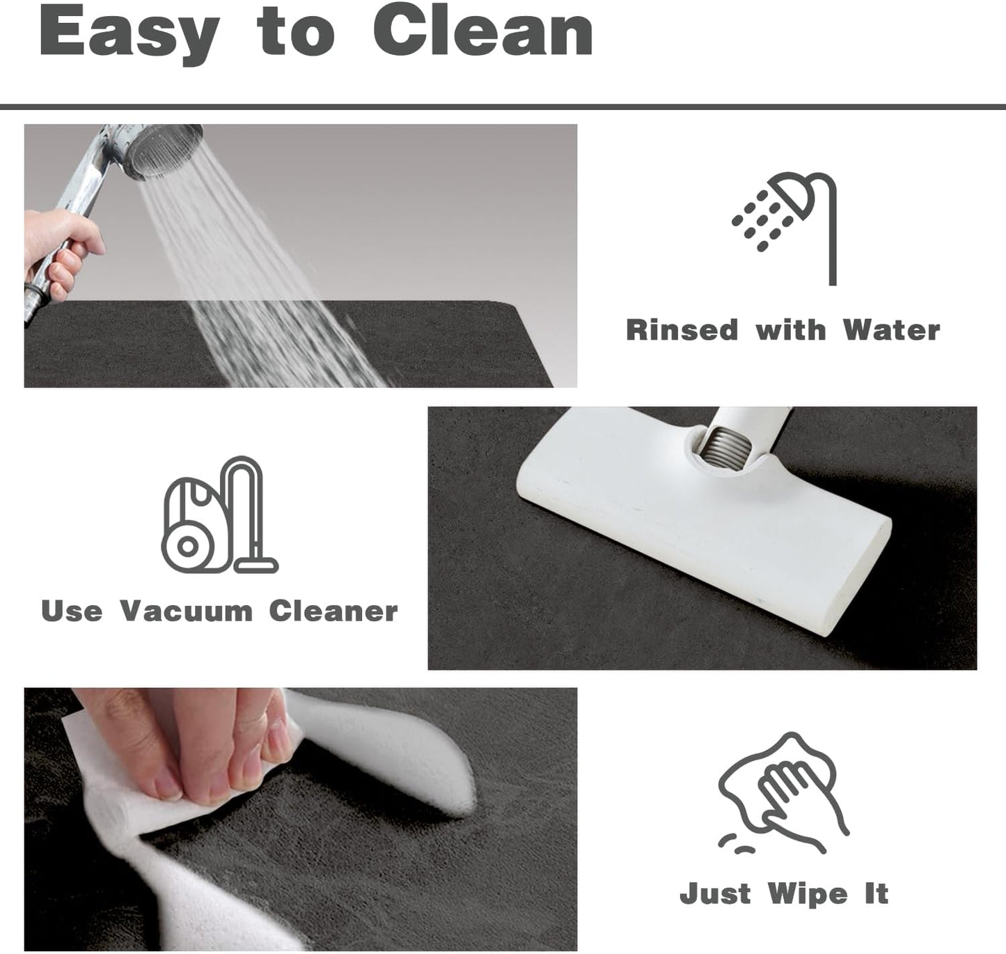 TYUU Bath Mat, Bathroom Rugs Non Slip Washable Thin Absorbent Quick Dry Bath Mat Fits Under Door Bathroom Floor Mat Perfect for Bath, Shower, or Sink 16"x24" Dark Grey