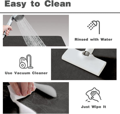 TYUU Bath Mat, Bathroom Rugs Non Slip Washable Thin Absorbent Quick Dry Bath Mat Fits Under Door Bathroom Floor Mat Perfect for Bath, Shower, or Sink 16"x24" Dark Grey