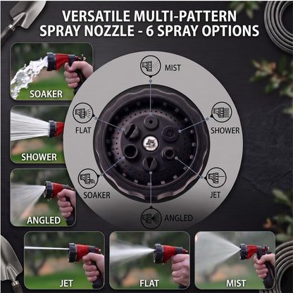 GREEN MOUNT Water Hose Nozzle Spray Nozzle, Metal Garden Hose Nozzle with Adjustable Spray Patterns, Perfect for Watering Plants, Washing Cars and Showering Dogs & Pets