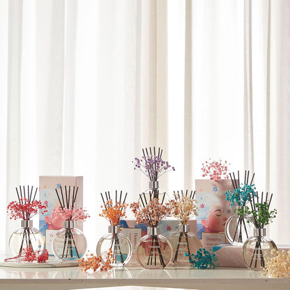 Flower Reed Diffuser Set 5.07oz Satin Rose Scent Diffuser with Sticks Home Fragrance Reed Diffuser for Bathroom Shelf Decor