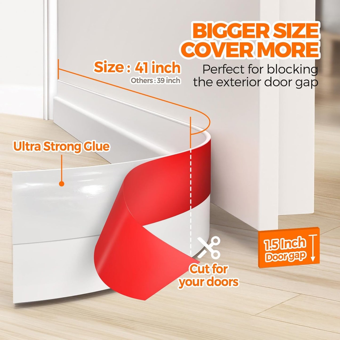 Holikme Door Draft Stopper Under Door Draft Blocker Insulator Doors Sweep Weather Stripping Noise Stopper Sheets, Rolls & Strips Strong Adhesive, White