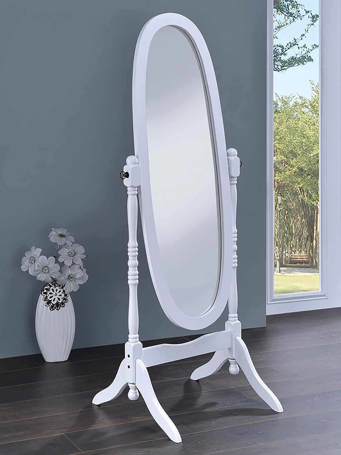 Coaster Home Furnishings - Foyet - Wood - Cheval Standing Mirror with Swivel Base, Adjustable Viewing Angles and Turned Posts - Bedroom, Entryway & Dressing Area - Merlot - 3101