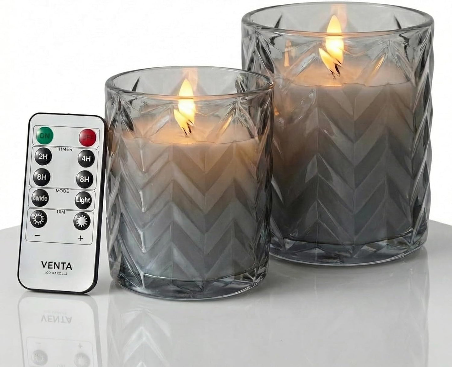 VENTA Set of 3 White Pillar Candles | Real Wax Battery Operated Flickering LED Candles with Remote | Timeless Decor for Farmhouse, Modern & Mantel Displays