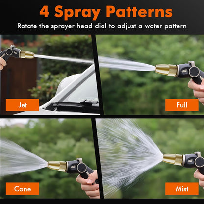RESTMO Garden Hose Nozzle, Heavy Duty Water Hose Sprayer Nozzle for Outdoor | Metal Hose Nozzle, Brass Head, Adjustable Thumb Control, 4 Spray Patterns, Leak-proof, Ideal for Lawn & Plant & Car, Black