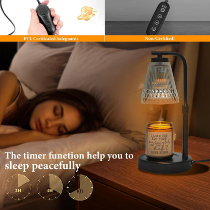 Candle Warmer Lamp, Adjustable Height & Dimmable, Candles with Timer, 2H/4H/8H Auto Off, Safe Flameless Night Light for Home Decor, Bedroom, Office, Christmas Birthday Gift for Women & Men