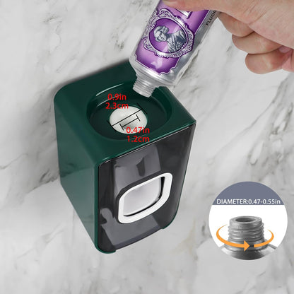 2 Slot Toothbrush Holder and Toothpaste Dispenser Wall Mounted, Automatic Toothpaste Squeezer, 2 in 1 Tooth Brush Toothpaste Organizer for Shower (Grey)