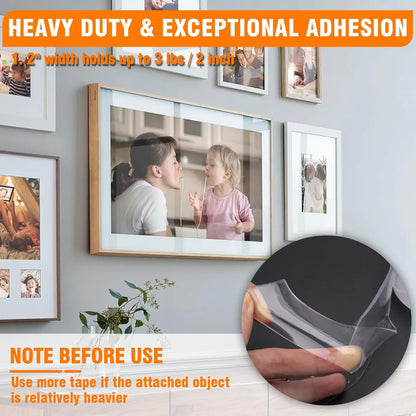 ANLOKE Double Sided Tape Heavy Duty, 1.2 Inchx 200 Inch ，Extra Large Nano Double Sided Adhesive Tapefor Walls, Carpets, and Posters - Removable Reusable, Washable,(16.65FT)…