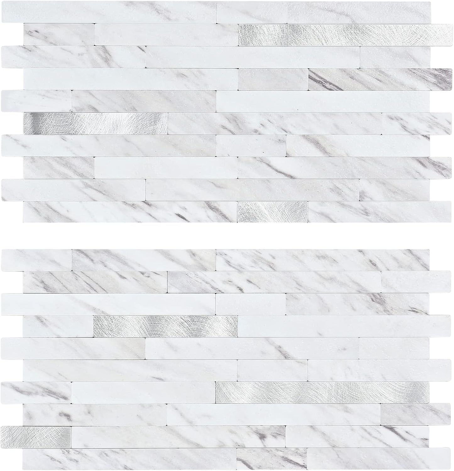 Midcard 20 Sheet Peel and Stick Backsplash, White Marble PVC Wall Tile for Kitchen Backsplash