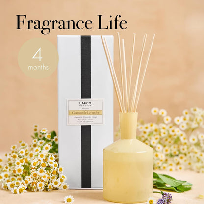 LAFCO New York Classic Reed Diffuser, Sea & Dune - 6 oz - Up to 3 Months Fragrance Life - Reusable Glass Vessel - Natural Wood Reeds - Made in The USA