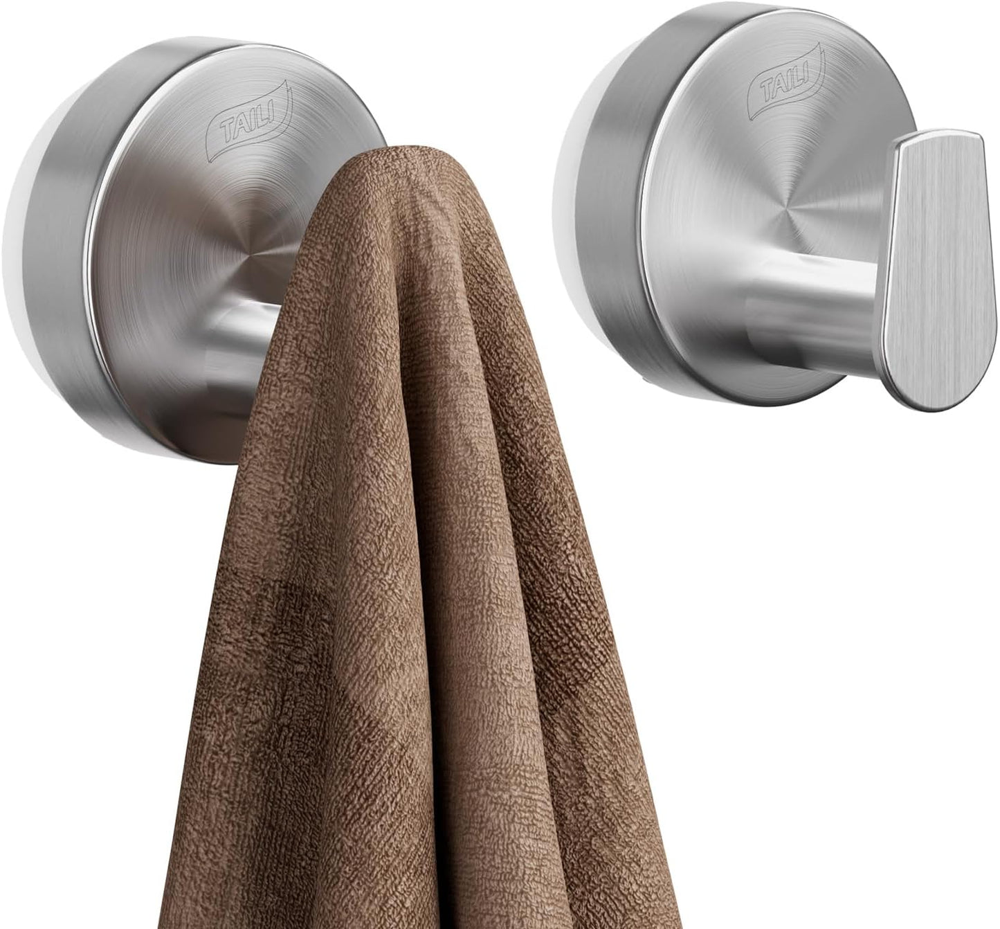 TAILI Suction Cup Razor Holder in Shower 2 Pack, Towel, Loofah, Shaver Holder for Bathroom Wall, Powerful Suction Cup Shower Hooks, Easy to Install and Reuse, White