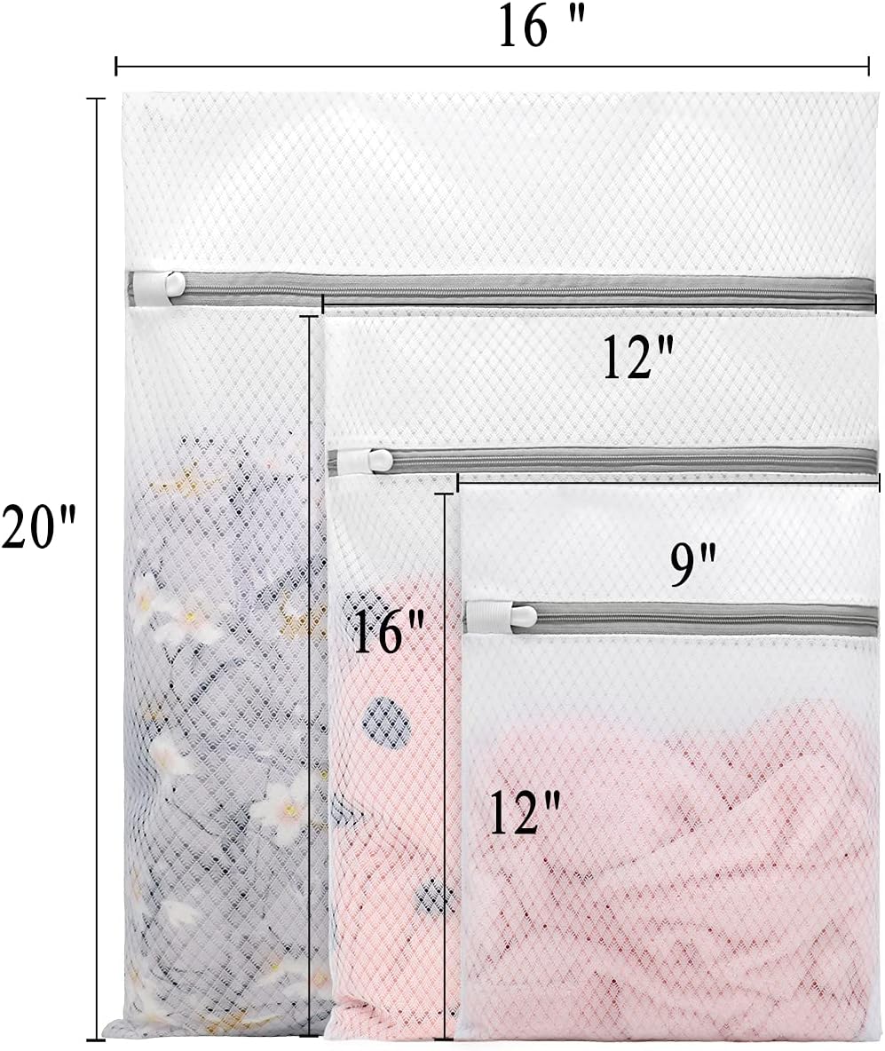 Muchfun 3Pcs Durable Diamond Mesh Laundry Bags for Delicates 12 x 16 Inches | (3 Medium)