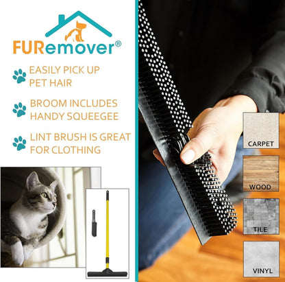 FURemover Pet Hair Removal Rubber Broom, 18" Broom Head