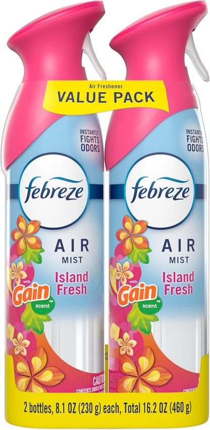 Febreze Air Mist, Air Freshener Spray, Odor Fighting Room Spray, Deodorizer for Home Bathroom Kitchen Office Apartment Dorm Room Classroom, Linen & Sky Scent, 8.1oz (Pack of 2)