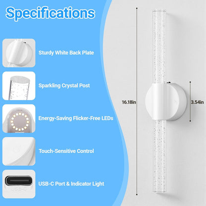 Peel and Stick on Gold Battery Operated Wall Sconces Set of 2, Rechargeable Magnetic Linear Wall Lights for Bedroom, Wireless Sconces with Remote&Touch Control, 3CCT&Dimmable Wall Lamp for Living Room