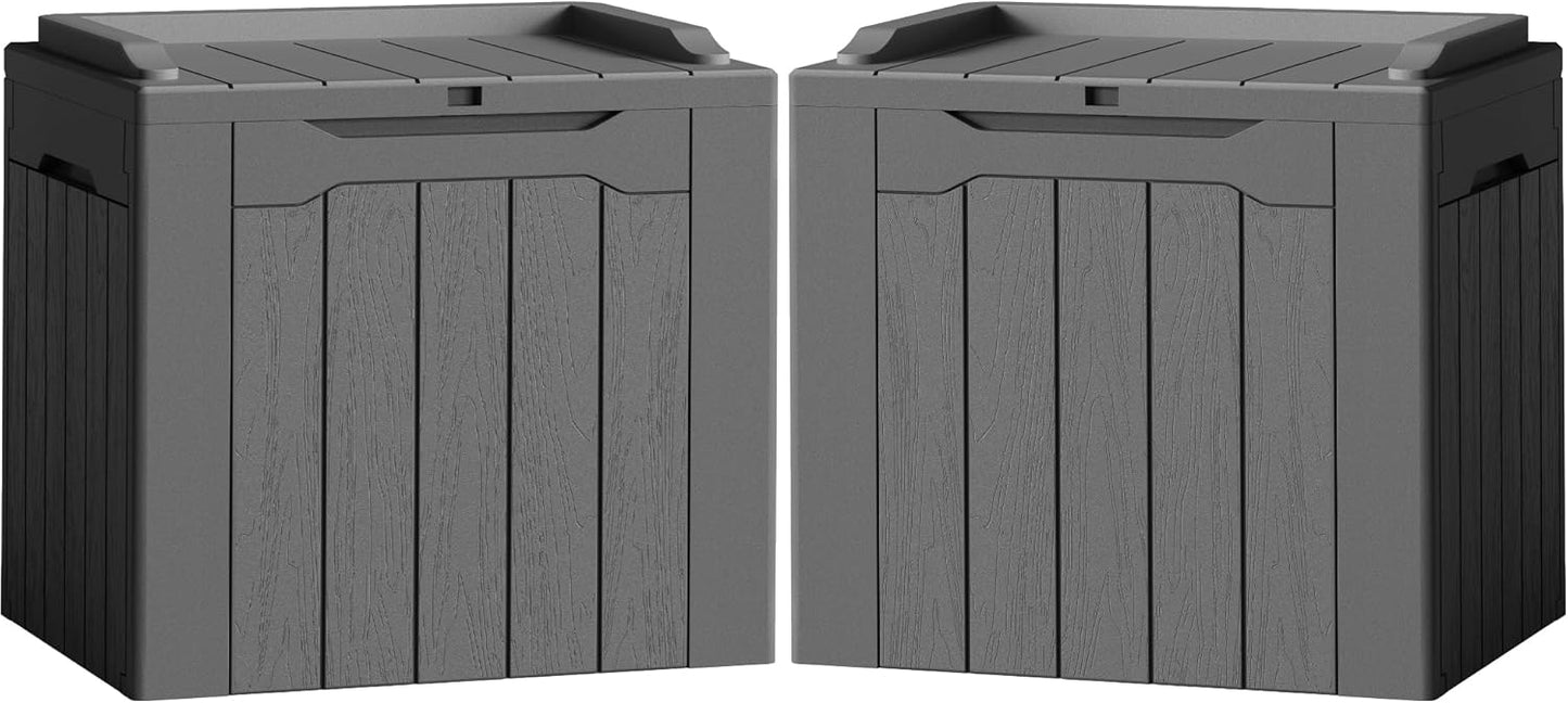 Flamaker Outdoor Storage Box 80 Gallon Resin Waterproof Deck Box Delivery Box with Wood Texture Large Storage Bin for Patio Cushions, (Grey)