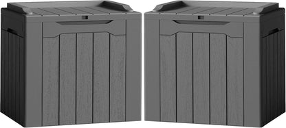 Flamaker Outdoor Storage Box 80 Gallon Resin Waterproof Deck Box Delivery Box with Wood Texture Large Storage Bin for Patio Cushions, (Grey)