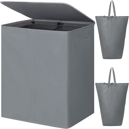 WOWLIVE 180L Laundry Hamper with Lid 3 Section,Large Laundry Basket with Removable Bags and Handles,Collapsible Dirty Clothes Hampers for Laundry,Laundry Basket Organizer for Laundry Room,Dorm,Beige