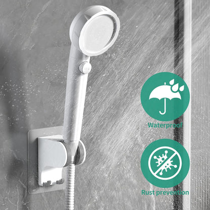 Hand Held Shower Head Holder Wall Mount, Shower Hose Holder Adhesive with 2 Hanger Hooks, Adjustable Shower Handle Holder, No Drilling Shower Wand Holder (‎Chrome, 1 Pack)
