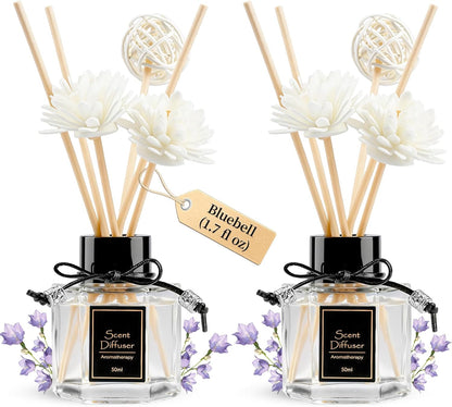 TonJin Reed Diffuser Set of 2 | 1.7 fl oz Natural Home Fragrance with Sticks | Long-Lasting Scented Sticks for Bathroom, Living Room & Bedroom | Non-Toxic Essential Oil Air Freshener Shangri-La