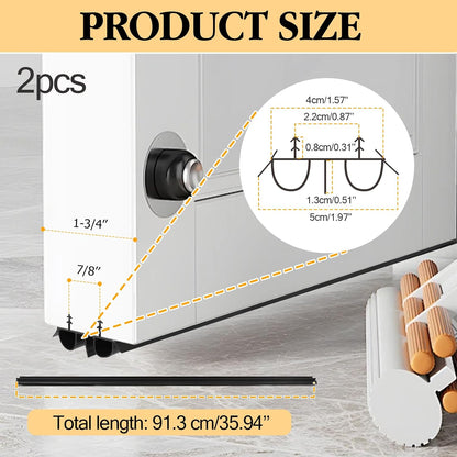2 Pcs 36 Inch 90CM Exterior Door Sweep with Vinyl Fins, Under Door Weather Stripping Seal for Exterior Doors with Kerf Track, Replacement Bottom Door Seal Strip, Draft Stopper & Rodent Proof