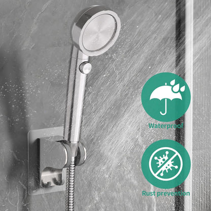 Hand Held Shower Head Holder Wall Mount, Shower Hose Holder Adhesive with 2 Hanger Hooks, Adjustable Shower Handle Holder, No Drilling Shower Wand Holder (‎Chrome, 1 Pack)