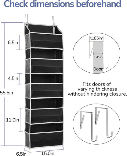ULG Over the Door Organizer, 5-Tier Extra Large Hanging Storage with 10 Mesh Pockets, 100 lbs Capacity, Heavy Duty Door Organizer for Closet, Bedroom, Nursery Storage, Beige